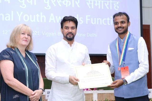 National Youth Award conferred to our founder, Shri Anil Pradhan by Govt of India